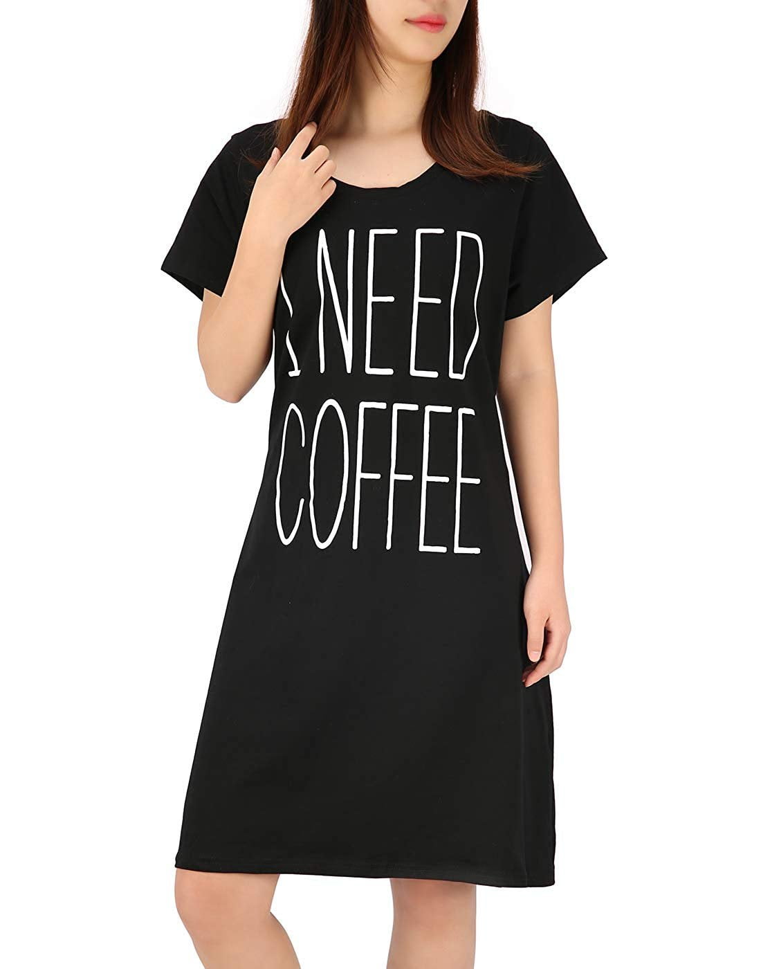 HDE Womens Sleepwear Cotton Nightgowns Long Sleeve Sleepshirt Print Night Shirt S-5X 
