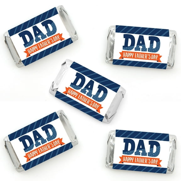 Big Dot of Happiness Happy Father's Day - Mini Candy Bar Wrapper Stickers - We Love Dad Party Small Favors - 40 Count
