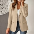 thumbnail image 2 of Hueook Blazers for Women Tailored Suit Jacket Business Casual Style Long Sleeves Lapel with Pockets Beige 3X, 2 of 8