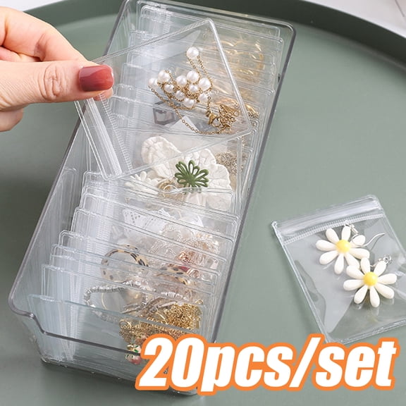 Cheers US 20Pcs/Set Jewelry Bag Self Seal Plastic Zipper Bag Clear PVC Rings Earrings Packing Storage Pouch Jewelry Transparent Lock Bags for Holding Jewelries