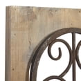 thumbnail image 4 of DecMode Brown Wood Window Inspired Scroll Wall Decor with Metal Scrollwork Relief, 4 of 9