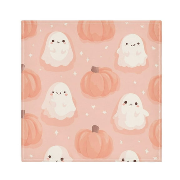 1 Pack 20'' x20" Satin Table Napkins Dinner Napkins for wedding Party Decoration events Light Pink Ghosts and Pumpkins