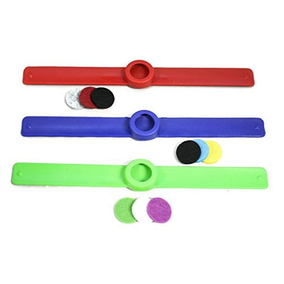 Destination Oils Kids Essential Oil Diffuser 3 Slap Bracelet Sport Set - Red, Blue, Green- Boys- Unscented