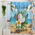 thumbnail image 6 of Summer Beach Shower Curtain, It's 5 O'clock Somewhere Tropical Coconut Floral Waterproof Shower Curtain Set with 12 Hooks Lightweight Bath Curtains Fabric Bathroom Decor 72x72 Inches, 6 of 9
