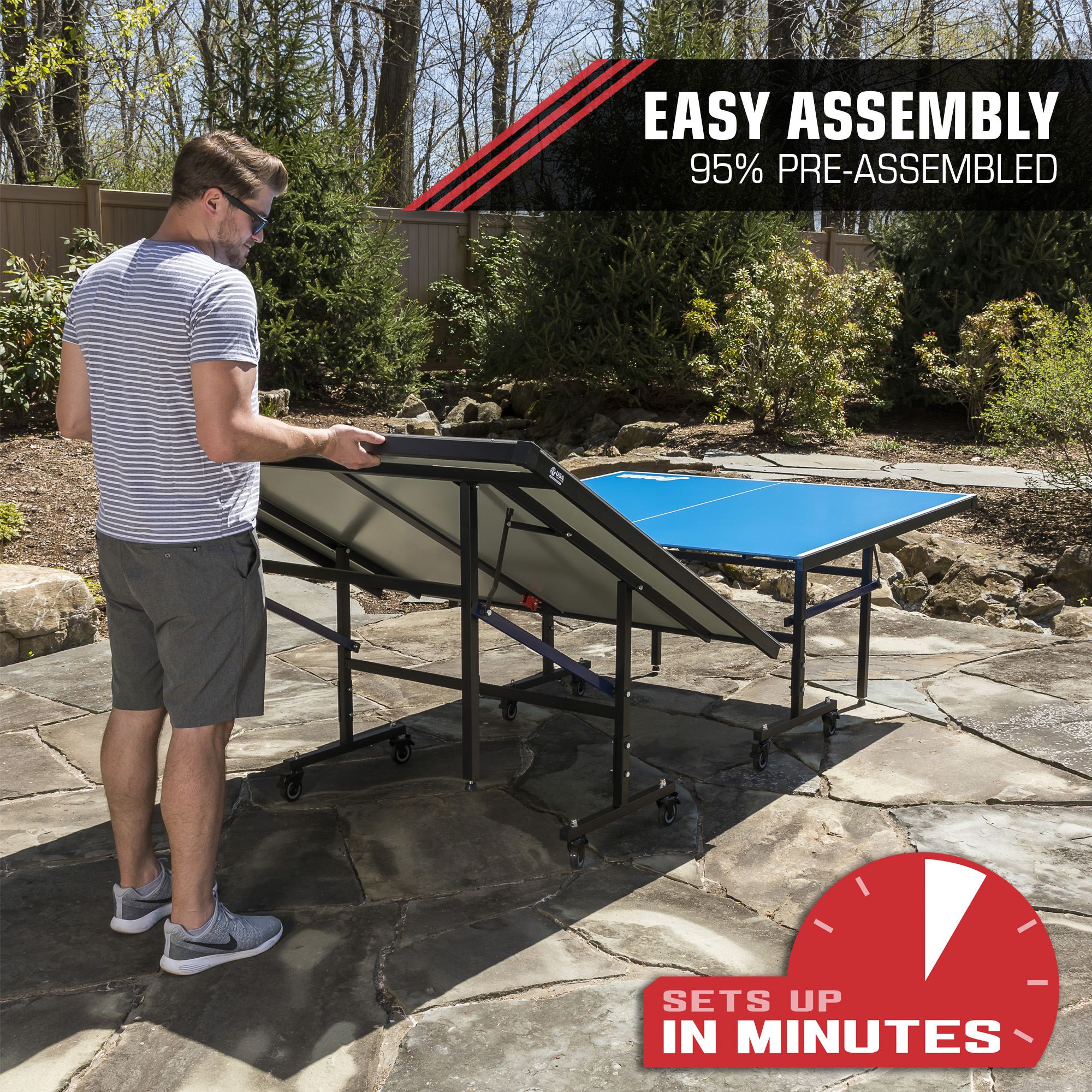 Penn Acadia Outdoor Table Tennis Table with Cover; 10 Minute Setup - image 9 of 11