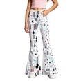 thumbnail image 5 of Whouriu Little Girls Flare Pants High Waist Puzzle Heart Print Casual Bell Bottom Trousers with Pockets, 5 of 5