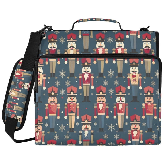 ALAZA Zipper Binder Nutcrackers Pattern 2 inch 3 Ring 500 Sheet Capacity Trapper Keeper File Folder Organizer Bag