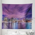thumbnail image 1 of Urban Tapestry, New York City Skyline at Night with Skyscrapers Manhattan USA American Panorama, Fabric Wall Hanging Decor for Bedroom Living Room Dorm, 5 Sizes, Violet Purple, by Ambesonne, 1 of 1