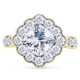thumbnail image 2 of 3 Carat Center 6.5MM Cushion Cut Lab Created Moissanite Diamond Cushion Halo Engagement Ring For Women In 14K Yellow Gold Over Sterling Silver(G-H Color, VVS1 Clarity 3Cttw) Size - 5.5, 2 of 5
