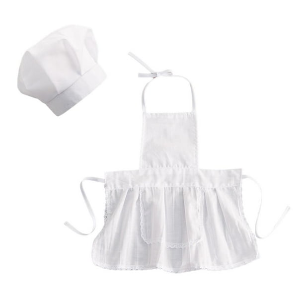 2 piezas de delantal de chef para bebés y niños recién nacidos, accesorio de fotografía elegante, gorro y delantal. Niña pequeña