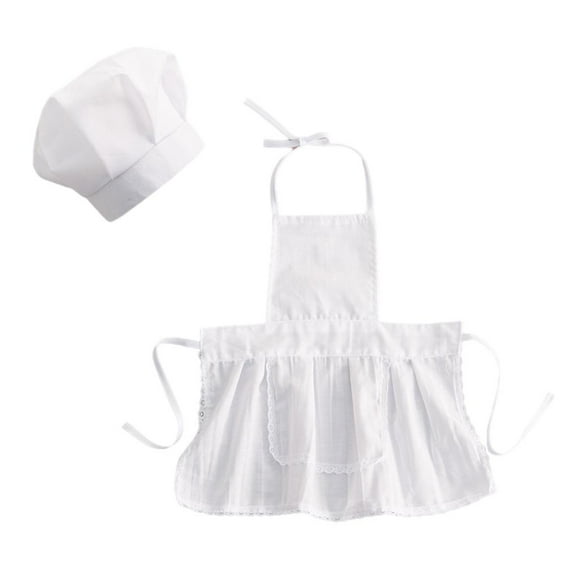 2 piezas de delantal de chef para bebés y niños recién nacidos, accesorio de fotografía elegante, gorro y delantal. Niña pequeña