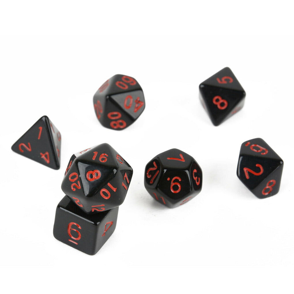 7pcs Multi-faced Acrylic Dice Black Red Table Games Tool Geometric Numbers Dice 