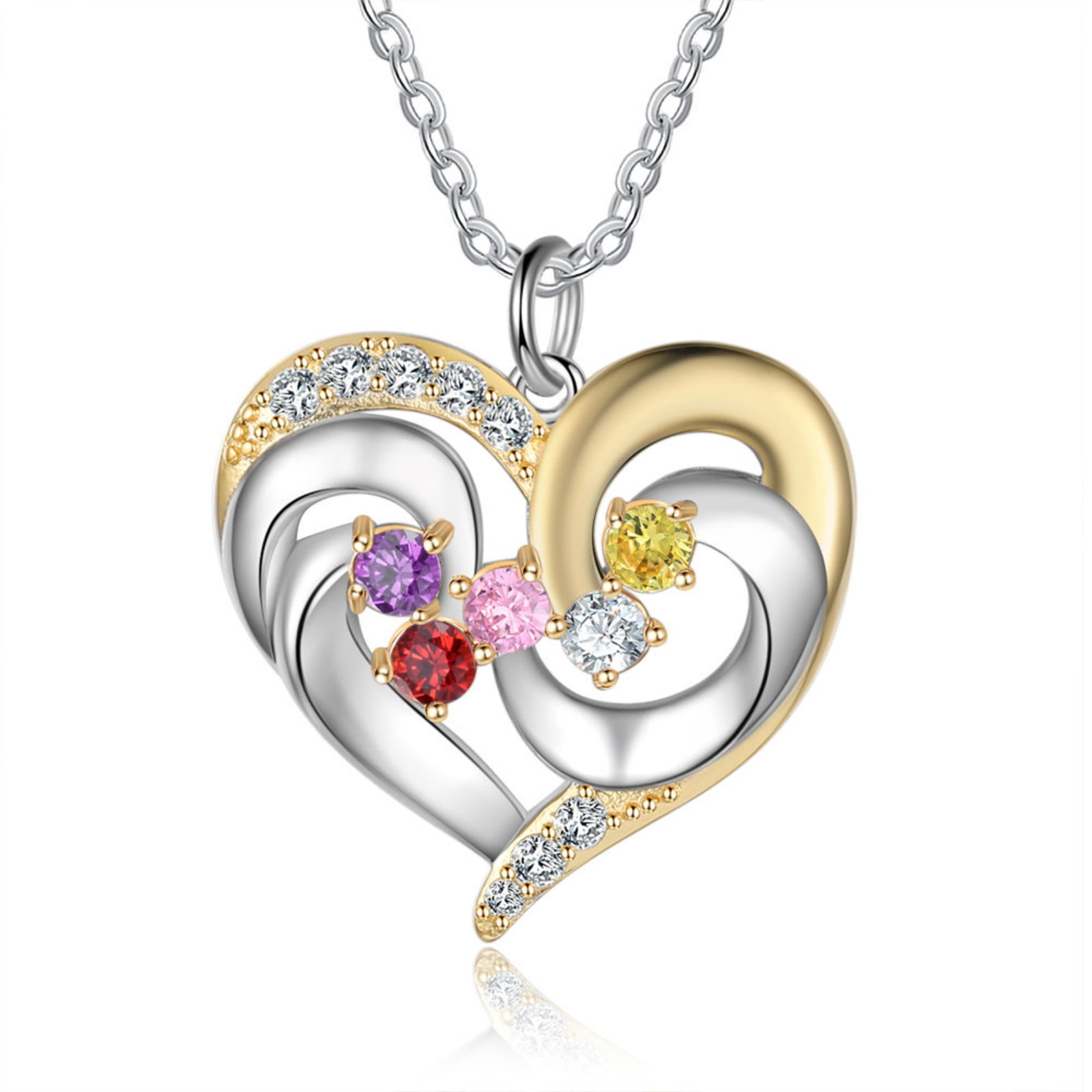 Mementos Personalized Mother's Family Birthstone and Names Necklace