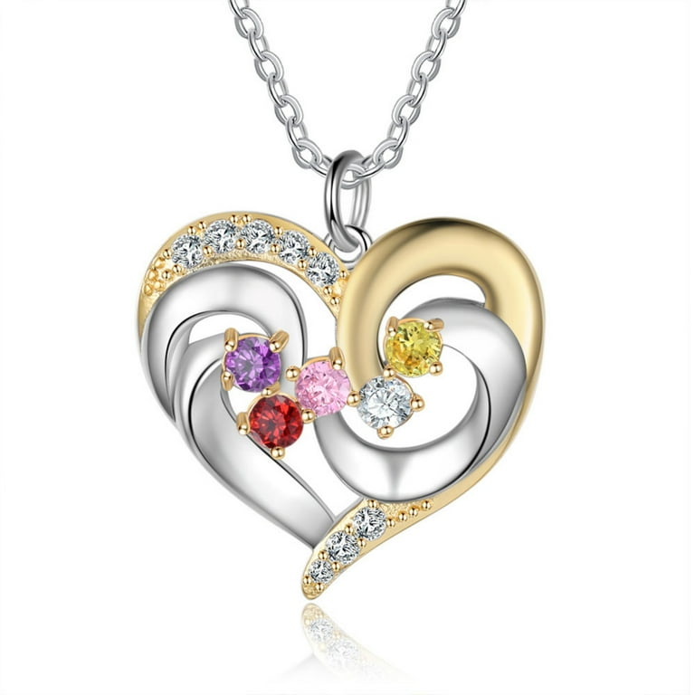 Free Shipping Mementos Personalized Mother s Family Birthstone and Names Necklace Walmart