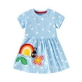 thumbnail image 1 of hengsof Robe Élégante à Manches Courtes Imprimée pour Filles, Robe d'Été en Coton Confortable et Décontractée pour Tenue Décontractée Ou de Fête, Convient de 2 à 7 Ans, 1 of 5