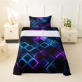 thumbnail image 2 of Castle Fairy Abstract Glowing Square Twin Sheets 3pcs,Minimalism Lit Cube Bedding,Purple Blue Black,1 Flat Sheet, 1 Fitted Sheet and 1 Pillowcase, 2 of 7
