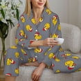 thumbnail image 6 of KLL Christmas hat duck Print Women's Long Sleeve Pajamas with Pants Sleepwear Loungewear 2 Set-, 6 of 8