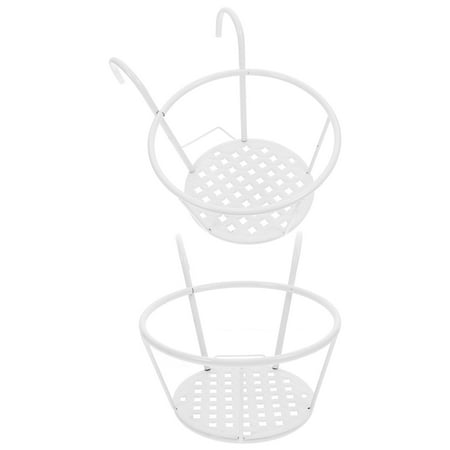 Nicehomfit Balcony Railing Planter Box Flowerpot Holder Metal White 2 Pcs for Home