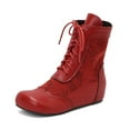 thumbnail image 5 of Bnwani Women Boots New Winter Fashion Toe Flat Ankle Versatile Casual Boot Red Size 7, 5 of 9