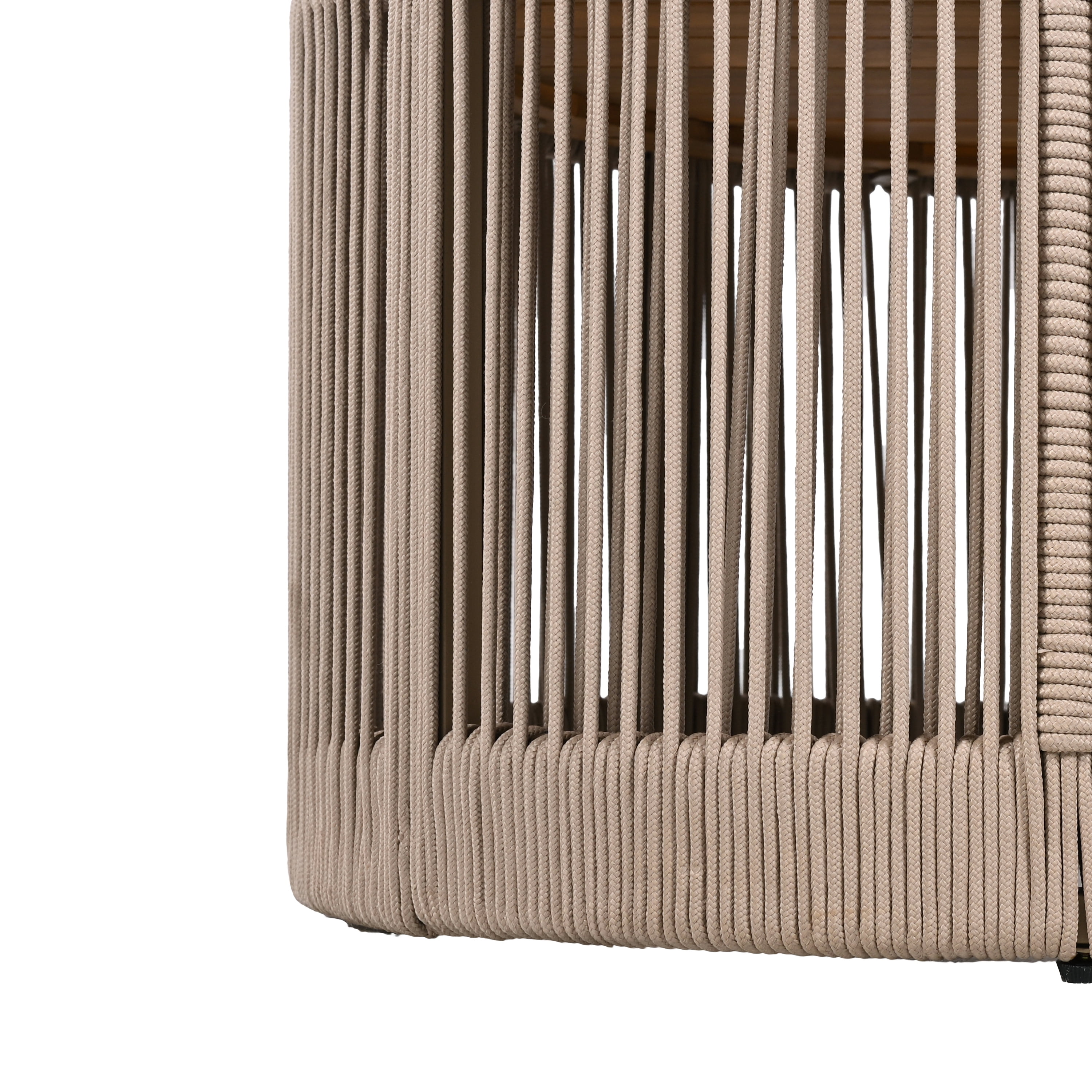 Euroco Outdoor Rattan rope & Acacia Wood Coffee Table - Patio Balcony Furniture for Garden, Yard, Balcony - Weather Resistant(Rope Beige, Natural Iron)