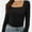 Black, variant on Women's Sexy Long Sleeve Shirts Square Neck Going Out Tops Basic Fall Fashion Slim Fit T Shirts Blouses