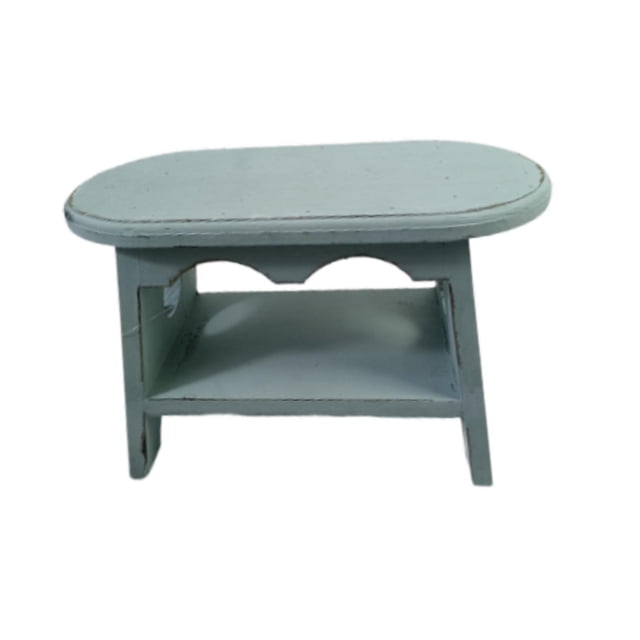 S SERENABLE Wood Stool Plant Stand Oval Decorative Bonsai Rack for Garden Desktop Office Blue