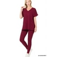 thumbnail image 2 of J. METHOD Women's Loungewear Set - 2 Piece Outfit Short Sleeve V-Neck Top and Leggings Soft Brushed Microfiber Fabric S-3XL, 2 of 2