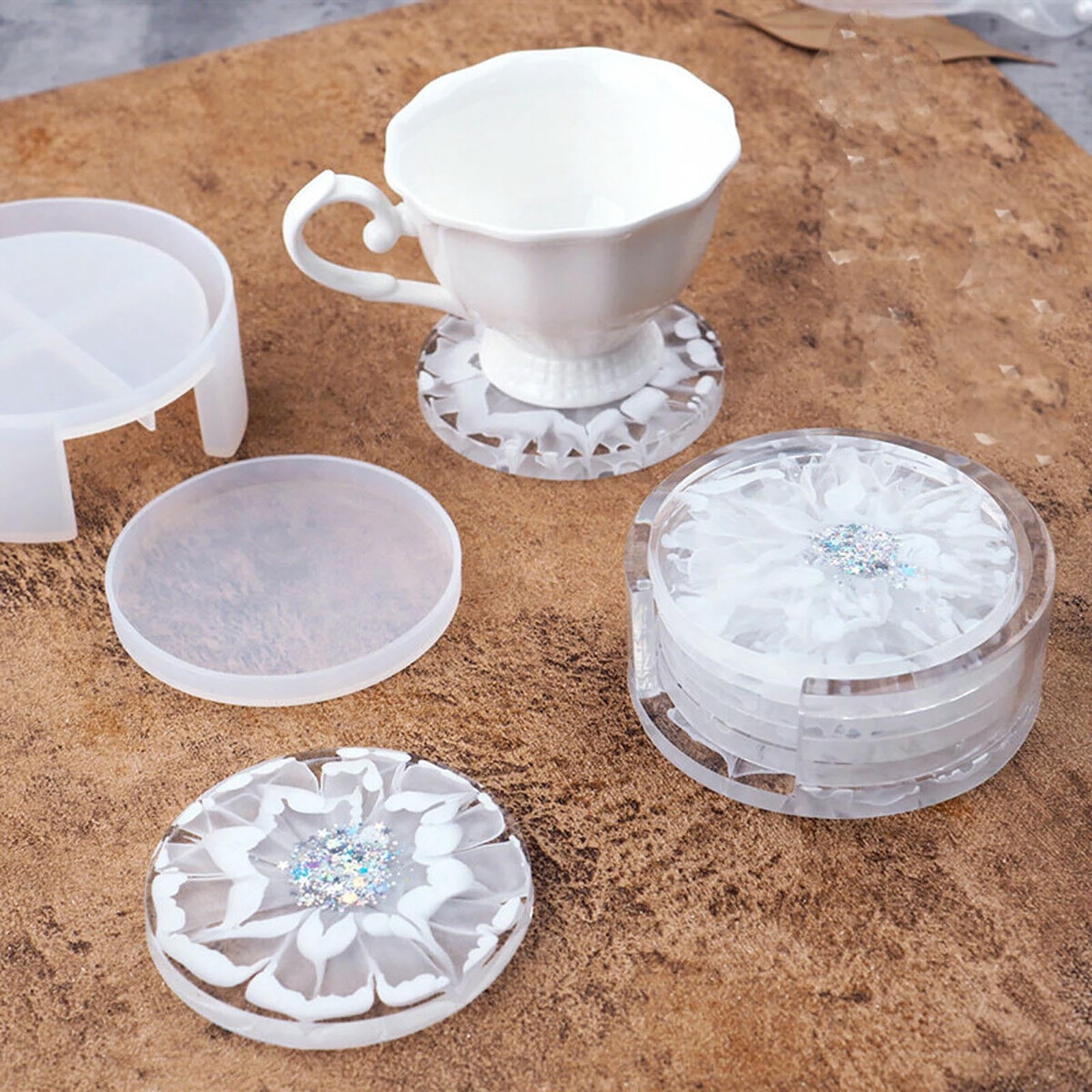 Resin for Craft Silicone Hot Pad Mat Silicone Covers for Food Storage Flower Painting Table Mat Flower Molds Silicone Large Smooth on Silicone Rubber Resin Set Clear Silicone Mat Resin 3d Animal Resin