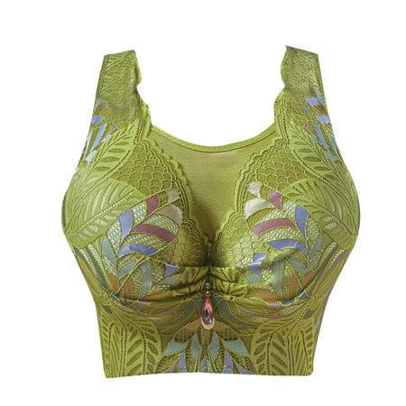 YWDJ Plus Size Everyday Bras for Women Full Coverage Soft Pull on Push up Wirefree Comfort Straps Support Lace Bralette Breathable Soft Bra for All Shapes Sagging Breasts Green 42