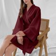 thumbnail image 5 of Leesechin Ladies Robes Long Length Women's Casual Homewear Long Sleeve V-Neck Night Pajamas Robes, 5 of 6