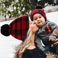 thumbnail image 3 of Viworld Parent-Child Family Matching Hats Winter Knit Hat Mother Kids Christmas Hat Red Plaid Pompom Beanie Cap, 3 of 9