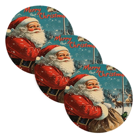 BZSMCE Mats for Pots,Pans Place Vintage Christmas Print Simple Style Pattern Pot Mats