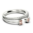 thumbnail image 2 of Minimalist Open Band Ring 1.30 Carat Round Cut Morganite And Diamond Moissanite Engagement Ring, Unique Style Ring in 10k Solid White Gold, Gift For Her, Gift Idea, Bridal Set, Matching Band, 2 of 3