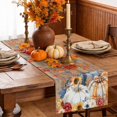 thumbnail image 6 of Fall Pumpkin Squirrel Table Runner - 72 Inch Long Thanksgiving Maple Leaf Vintage Wood Cotton and Linen Blended Dress Scarves Farmhouse Table Runner for Kitchen Dining, Coffee Table, 13" x 72", 6 of 8