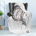 thumbnail image 4 of African Soft Flannel Fleece Throw Blanket, Exotic Safari Lady in Boho Turban Glamour Folkloric Fashion Design Print, Cozy Plush for Indoor and Outdoor Use, 70" x 90", Grey White, by Ambesonne, 4 of 5