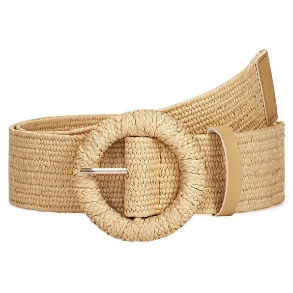 WHIPPY Elastic Belt for Women Ladies Straw Woven Stretch Waist Belts for Dresses