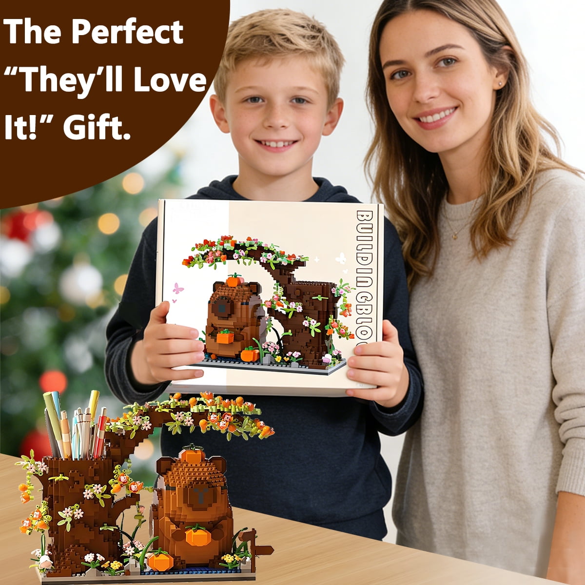 Desk Pen Holder Building Blocks Set, Cute Pumpkin,Animals,Flowers,Tree Building Bonsai Kit Gifts Toy  Fun Crafts Model Kit for Kids & Adults Ages 8+