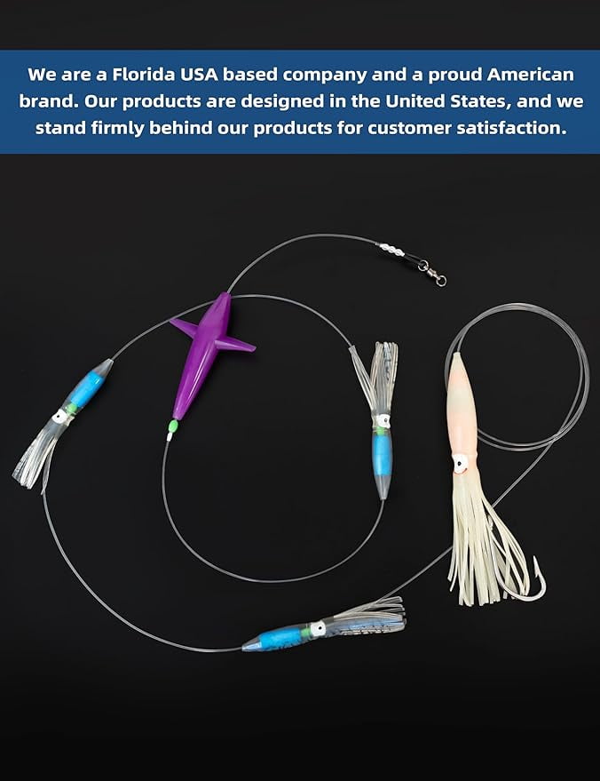 BLUEWING Daisy Chain Big Game Daisy Bird Bulb Squid Trolling Bird Tuna Lures Fishing Teasers for Marlin Sailfish Fishing Crystal Blue