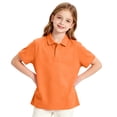 thumbnail image 6 of Girls Polo Shirt with Collared Slim Fit Short Sleeve Golf Shirt Summer School Uniform for Girls,Orange 150, 6 of 7