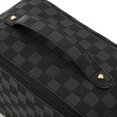 thumbnail image 4 of Bolsa de maquillaje con forma de almohada a cuadros, bolsa de lavado impermeable portátil de gran capacidad, bolsa de almacenamiento de viaje (color: Negro), 4 of 5