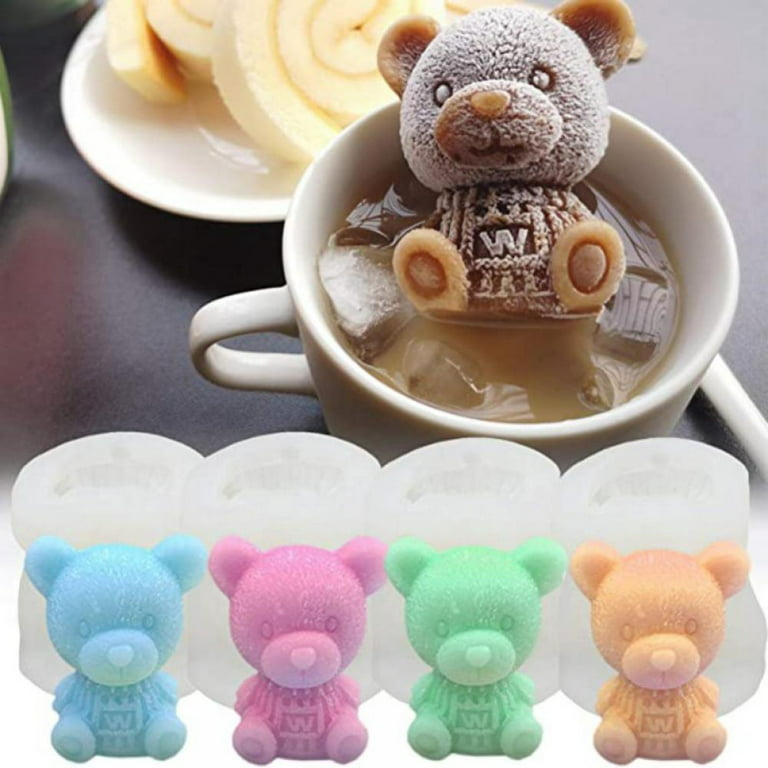3D Teddy Bear Ice Cube Mold,Silicone Animal Mold, Soap Candle Mold, Ice  Cube for Coffee, Milk, Tea, Candy Gummy Fondant, Cake Baking, Cupcake  Topper Decoration by DA BOOM 
