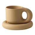 thumbnail image 1 of HAOMONZEN Coffee Mug Creative Handmade Fat Handle Mug Ceramic Coffee Mug Cup Oval Plate Personalized Ceramic Cup Saucer for Coffee Tea Milk Cake Home Decor Deals of the Week, 1 of 8