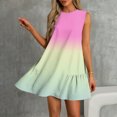 thumbnail image 7 of Summer Short Dress Womens Trendy Casual Gradient Color Sundress with Pockets Pleated Swing A-line Tank Dresses (S, Purple), 7 of 7