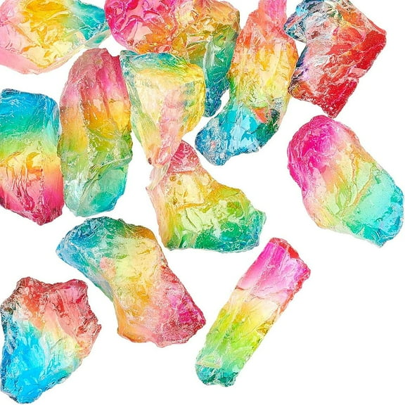 1 Box 200g Rainbow Quartz Crystal Decor Stone Irregular Natural Rock Quartz No Hole Dyed Tourmaline Plating Stone for Aquarium Crafts Decor Vase Filler