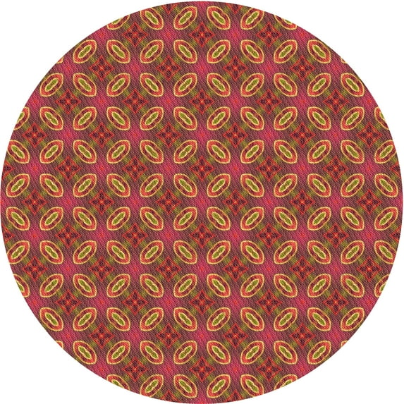Ahgly Company Machine Washable Indoor Round Transitional Orange Area Rugs, 7' Round