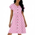 thumbnail image 3 of ClodeEU Women's Polka Dot Flutter Sleeve V Neck Cinched Waist Dress ,Casual Midi Dress Pink,Womens Plus L, 3 of 5
