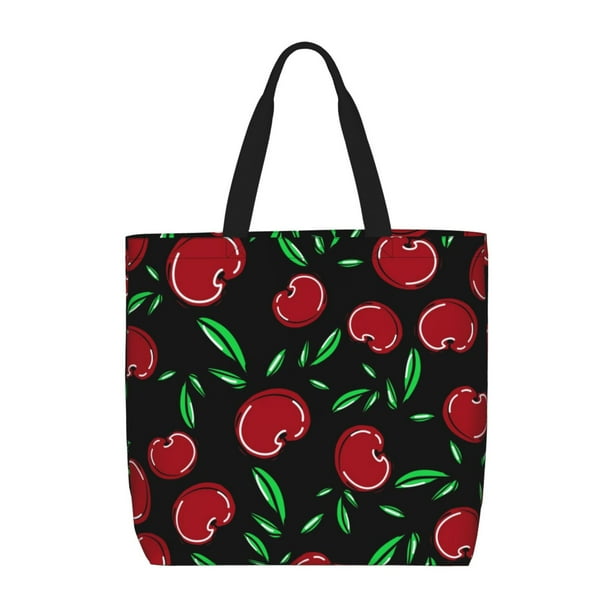 Fotbe Cherry Bolsa Tote con Estampado para Mujer, Bolsos con Cremallera, Bolsa de Hombro Casual de Gran Capacidad con Bolsillos Internos