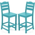 thumbnail image 1 of Gymax Set of 2 HDPE Bar Stool Patio Tall Chair Backrest Footrest All Weather Turquoise, 1 of 6