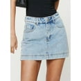 thumbnail image 4 of Rdhnmea Women Summer Denim Skorts Casual Solid Color Elastic Mini Skirt, 4 of 9