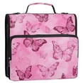 thumbnail image 2 of Water-Resistant 3-Ring Binder Organizer with Multiple Pockets Zipper Binder Bag for Office Pink Butterfly Pattern, 2 of 8